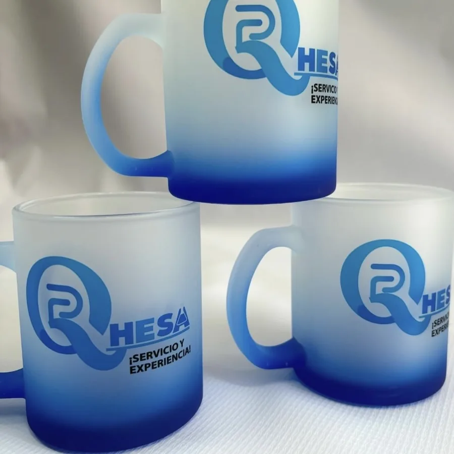 Tazas esmeriladas personalizadas con logotipo RHESA