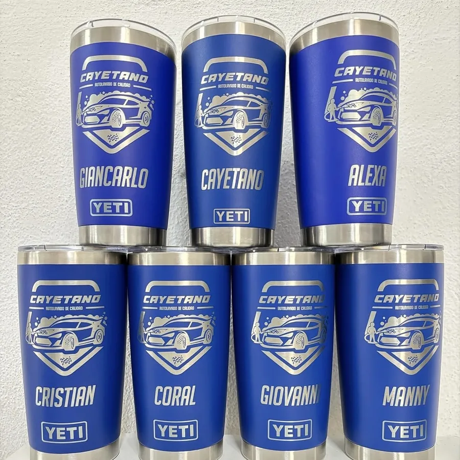 Termos azules personalizados para empresa